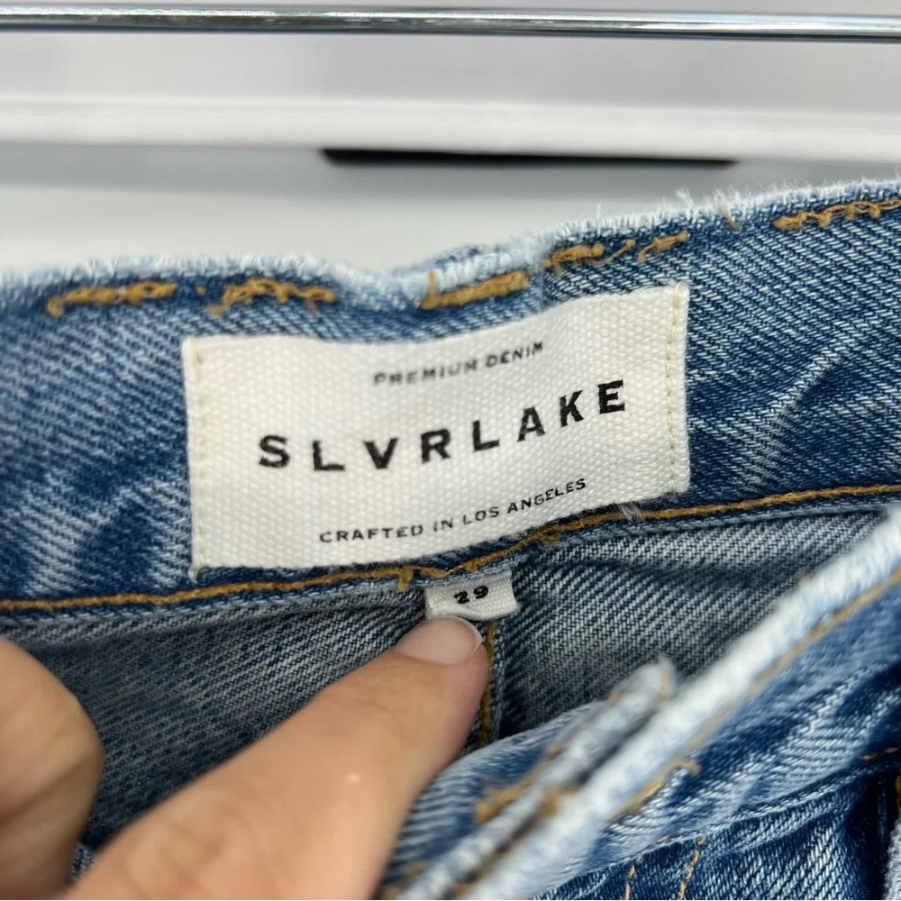SLVRLAKE Sierra Blue Distressed Designer Classic Denim Jeans in Valley of Fire - Picture 6 of 10